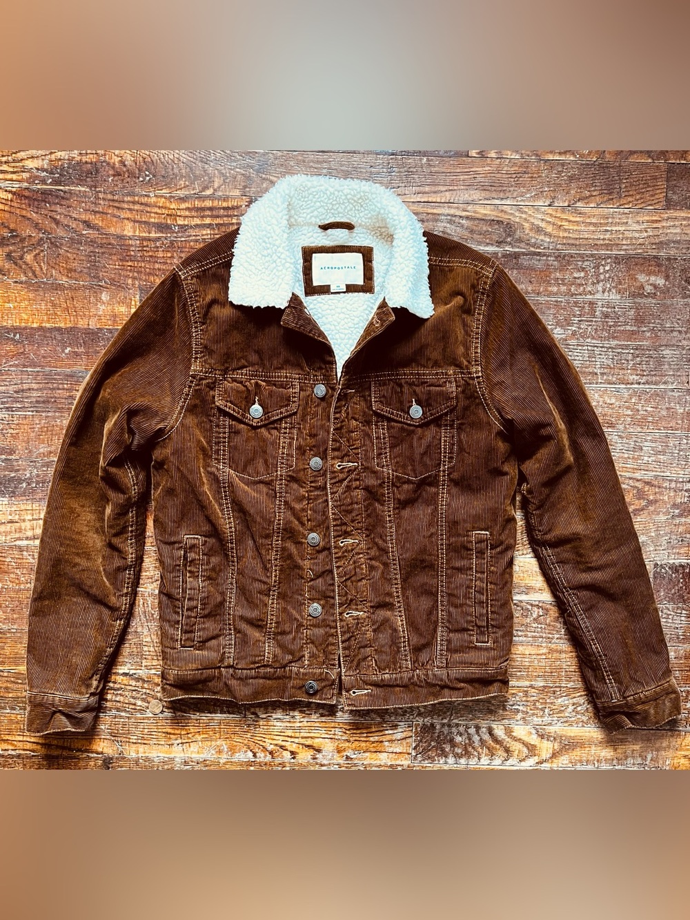 Aeropostale Brown Corduroy Sherpa-Lined Bomber Jacket